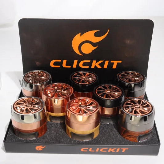 8 pcs - 2’’ 50mm Click it Metallic Wooden Design 4 Layer Grinder MG-033