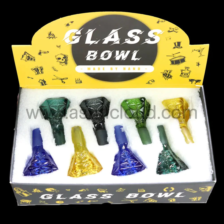 Multicolor Fancy Diamond Glass Bowl, 14mm, 8-Piece Box