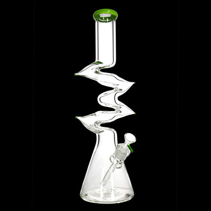 18-Inch 9mm Thick Zig Zag Beaker Bong – Assorted Colors