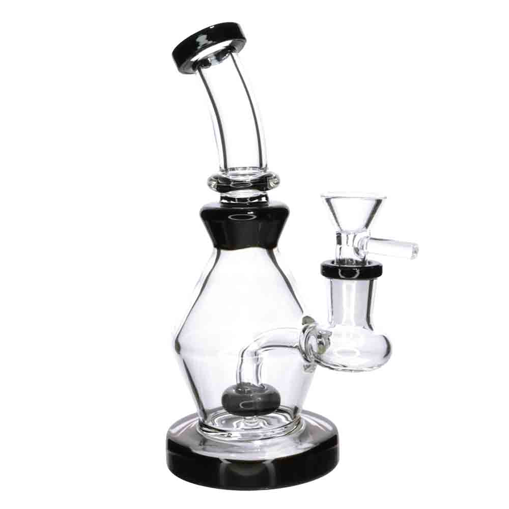 7" Color Accent Diamond Shaped Glass Bong with Perc – Wholesale Compact Water Pipe
