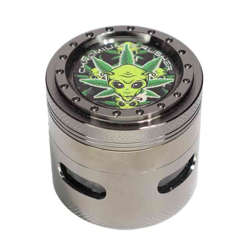 Chromium Crusher Alien 4-Piece Herb Grinder Display (6-Pack)