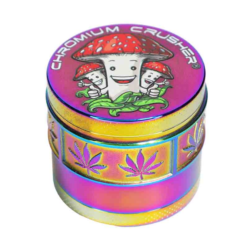 Chromium Crusher 4-Piece Herb Grinder Display (6-Pack) – 2.5" 63 mm Mushroom Art Collection