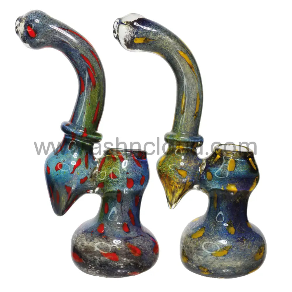 9 In - Blue Colores Polka Dots Glass Bubbler