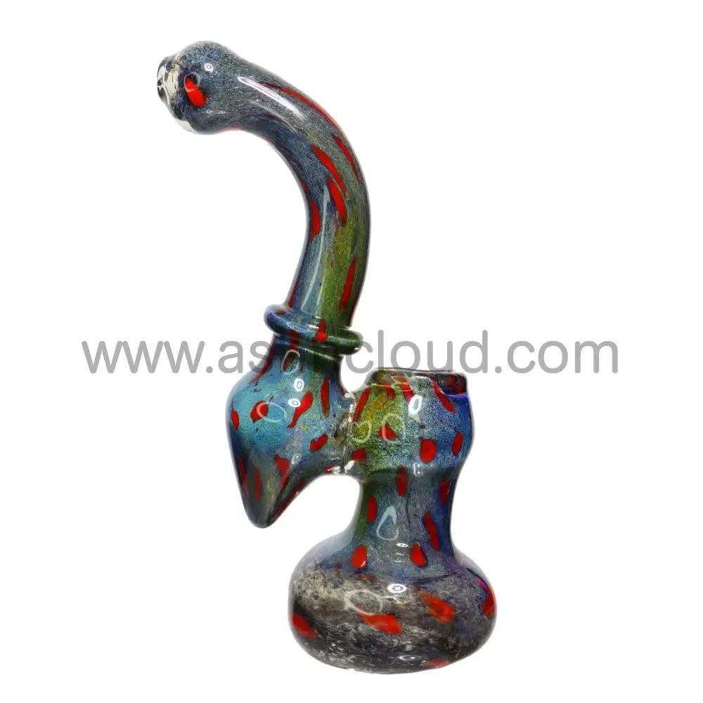 9 In - Blue Colores Polka Dots Glass Bubbler