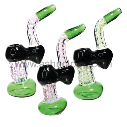 9 In - Clear Polka Dots Balck Handle Glass Bubbler