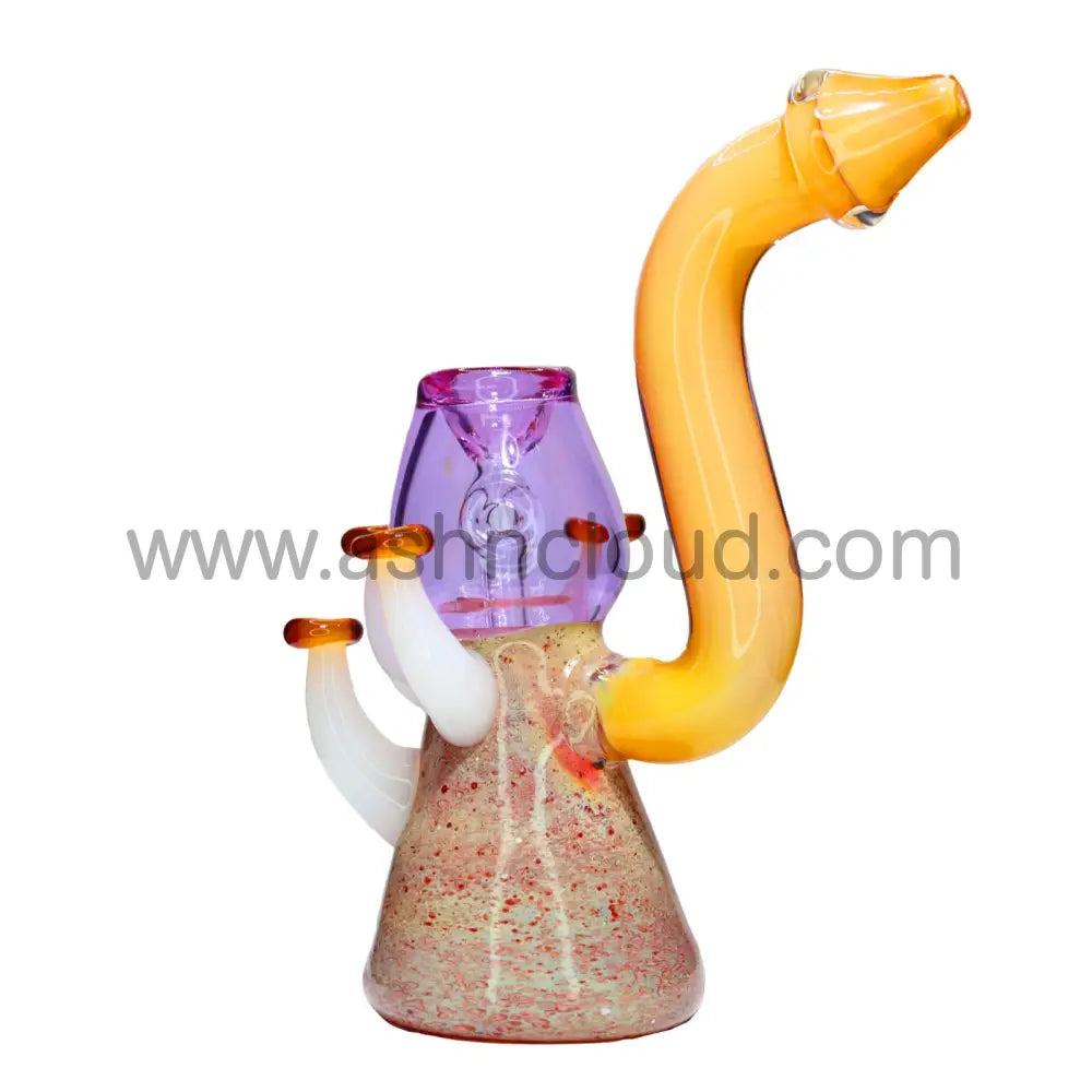 9 In - Fancy Glass Bubbler Fungi Multicolor