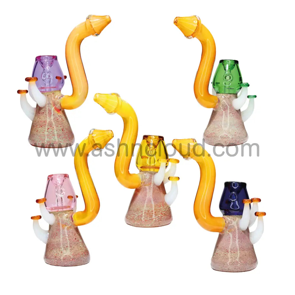 9 In - Fancy Glass Bubbler Fungi Multicolor