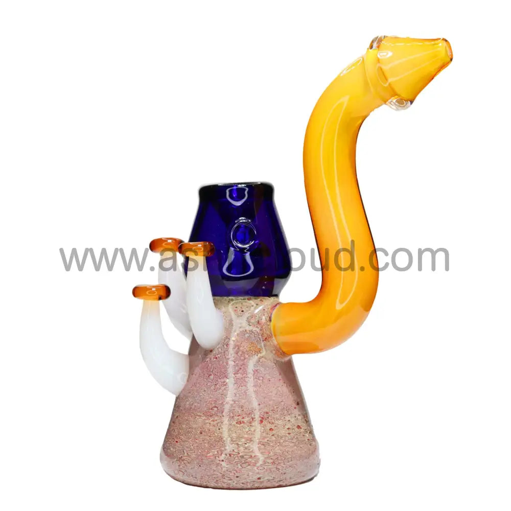 9 In - Fancy Glass Bubbler Fungi Multicolor