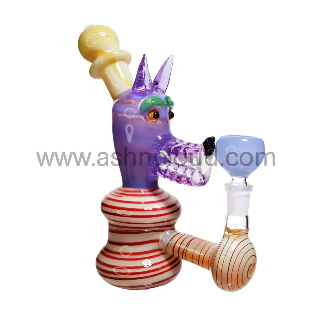 9 In - Fancy Wolf Bubbler Glass Pipe