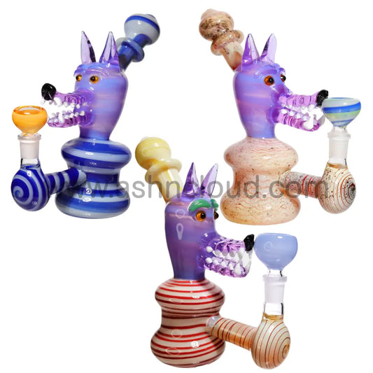 9 In - Fancy Wolf Bubbler Glass Pipe