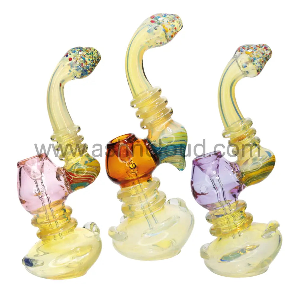 9 In - Fumed Fancy Glass Bubbler Polka Dots