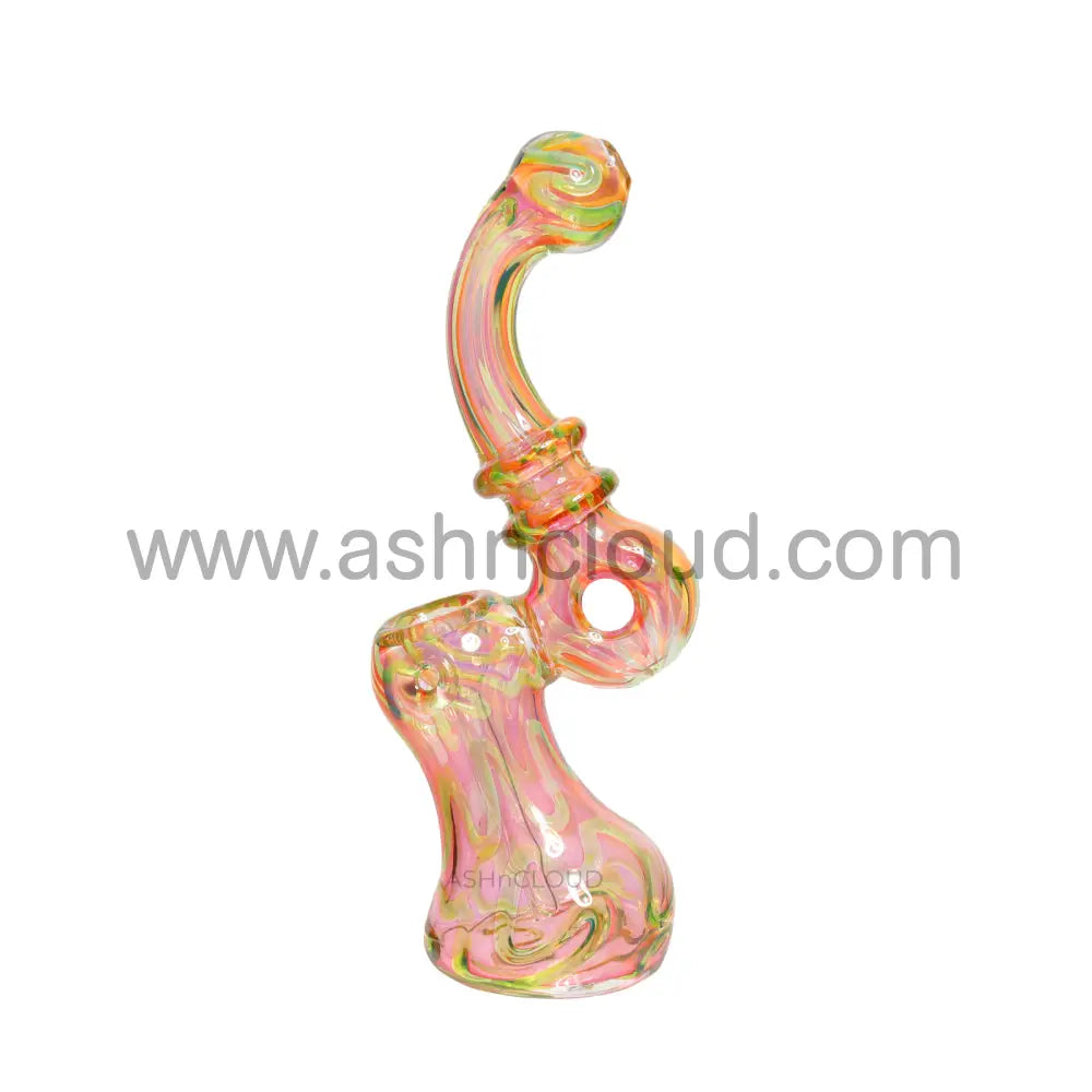 9 In - Fumed Pink Glass Bubbler Pipe