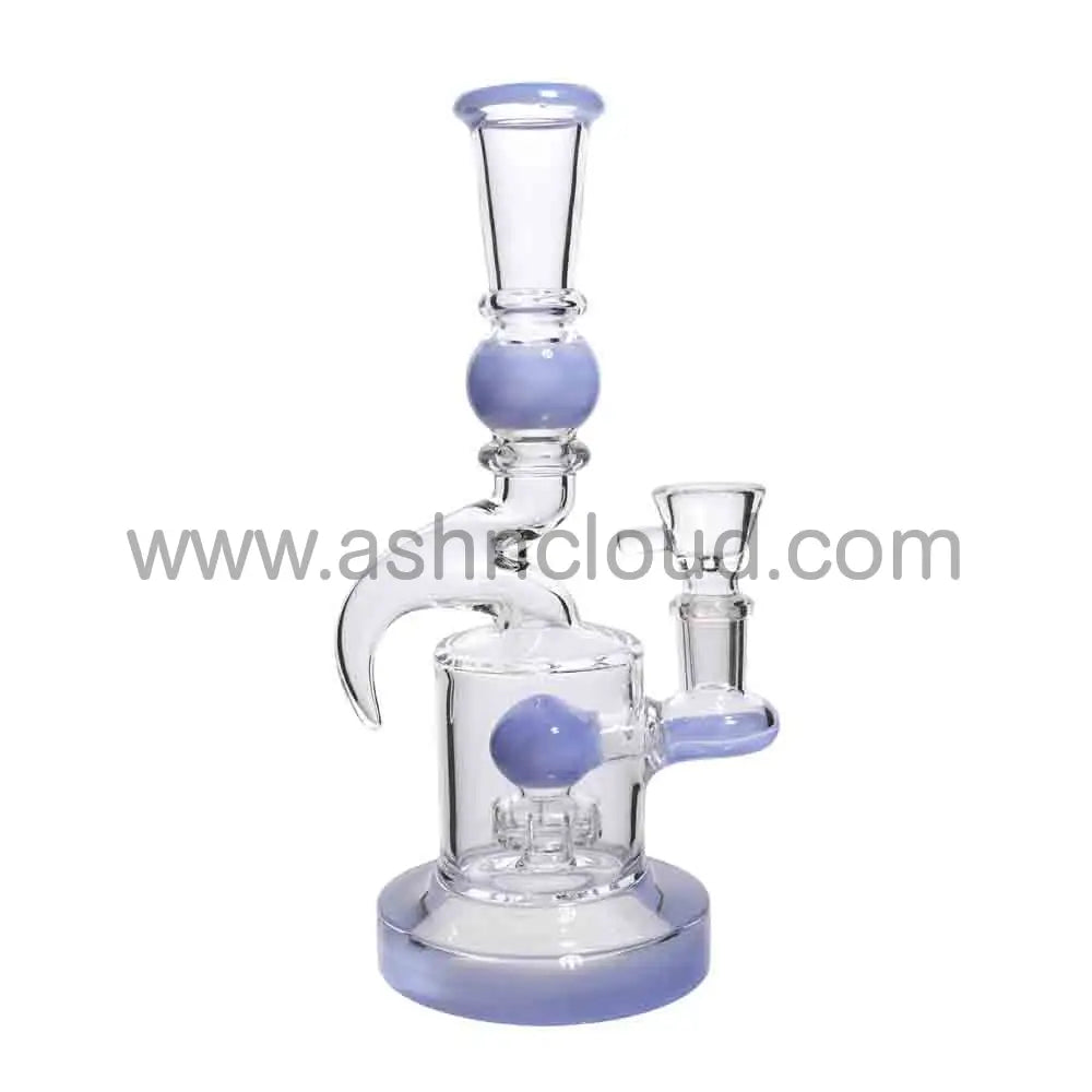 9 in - Horn Clear Glass One-Tone Slime Perc Bong