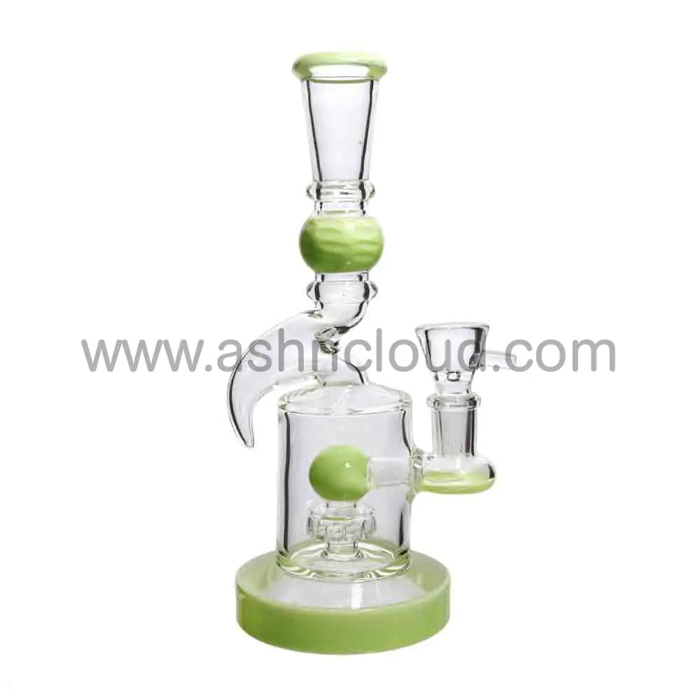 9 in - Horn Clear Glass One-Tone Slime Perc Bong