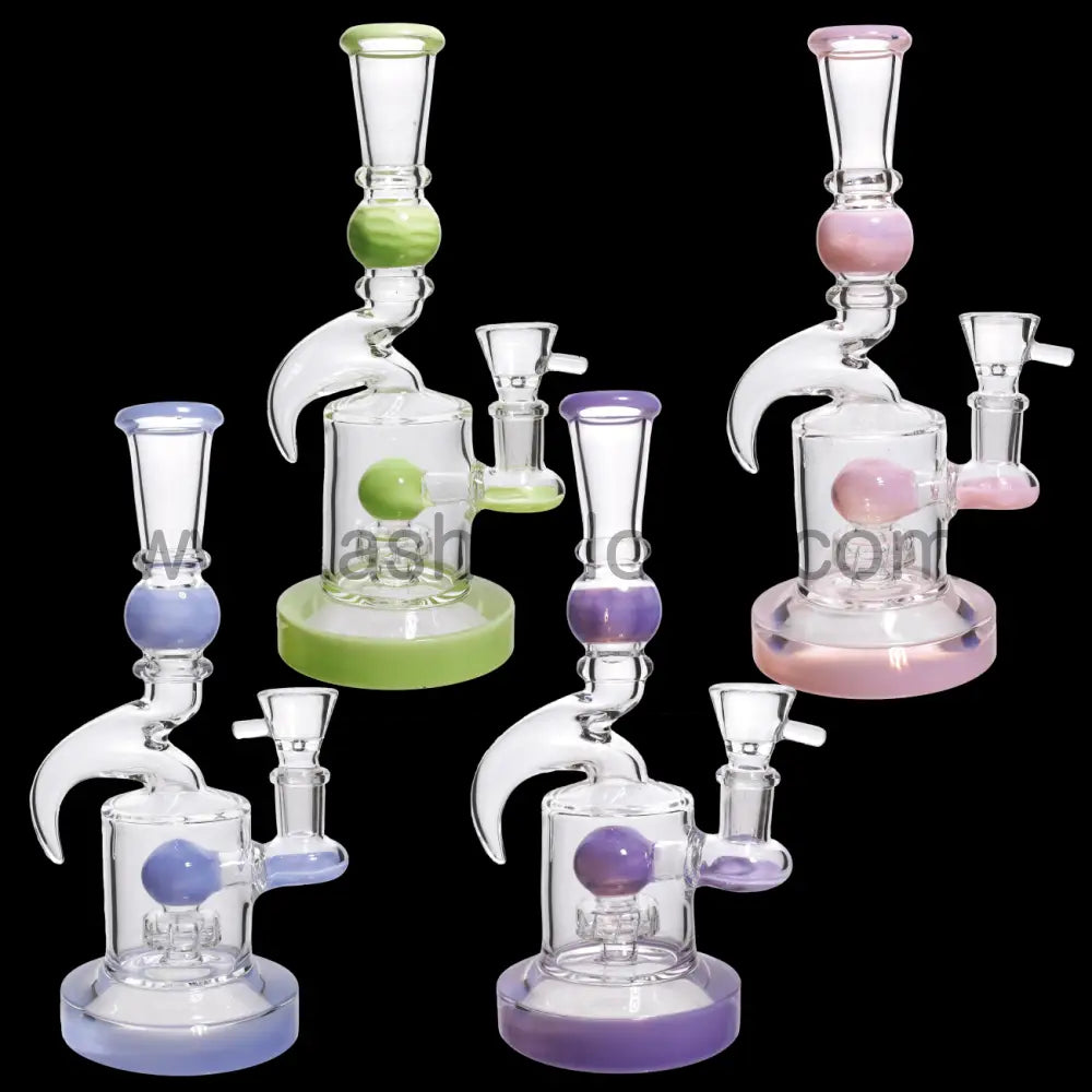 9 in - Horn Clear Glass One-Tone Slime Perc Bong