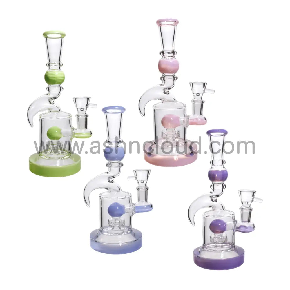 9 In - Horn Clear Glass One-Tone Slime Perc Bong