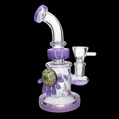 9 in - Multicolor Fancy Glass Bong Melted Flower 2