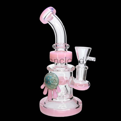 9 in - Multicolor Fancy Glass Bong Melted Flower 2