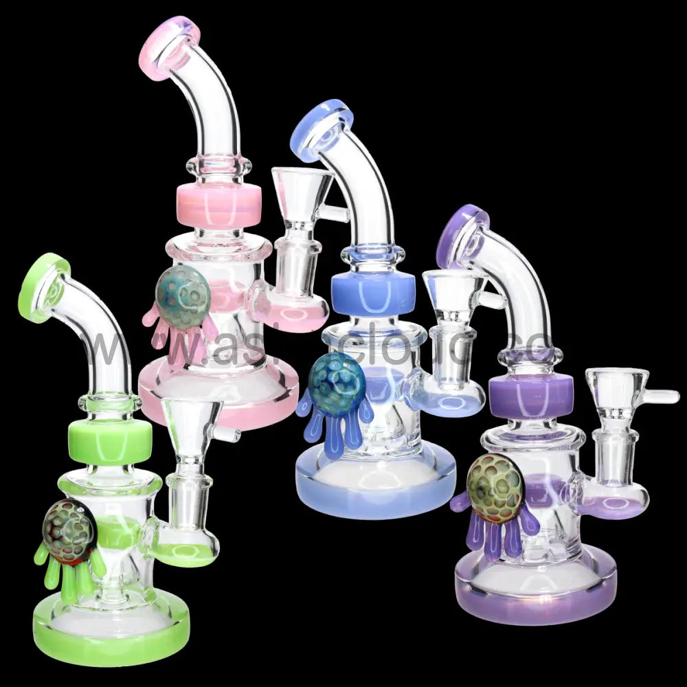 9 in - Multicolor Fancy Glass Bong Melted Flower 2