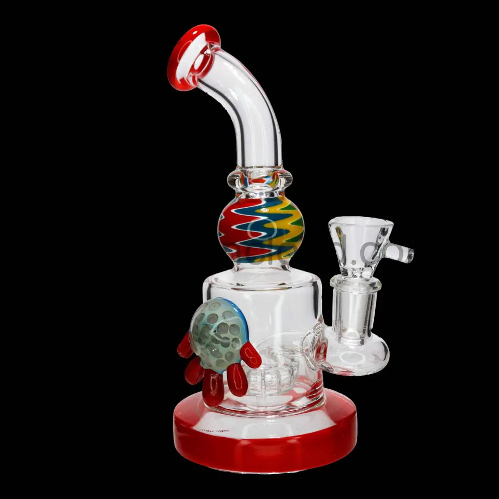 9 in - Multicolor Fancy Glass Bong Melted Flower 3