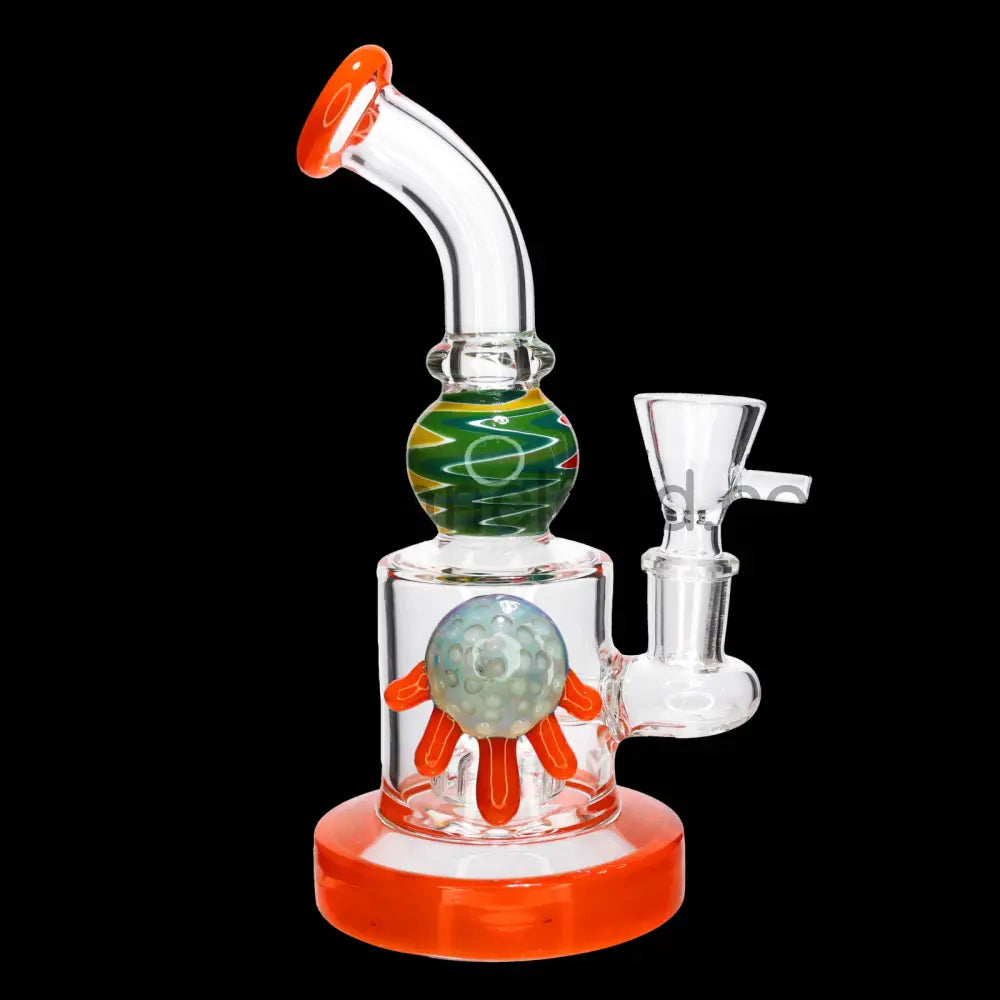 9 in - Multicolor Fancy Glass Bong Melted Flower 3