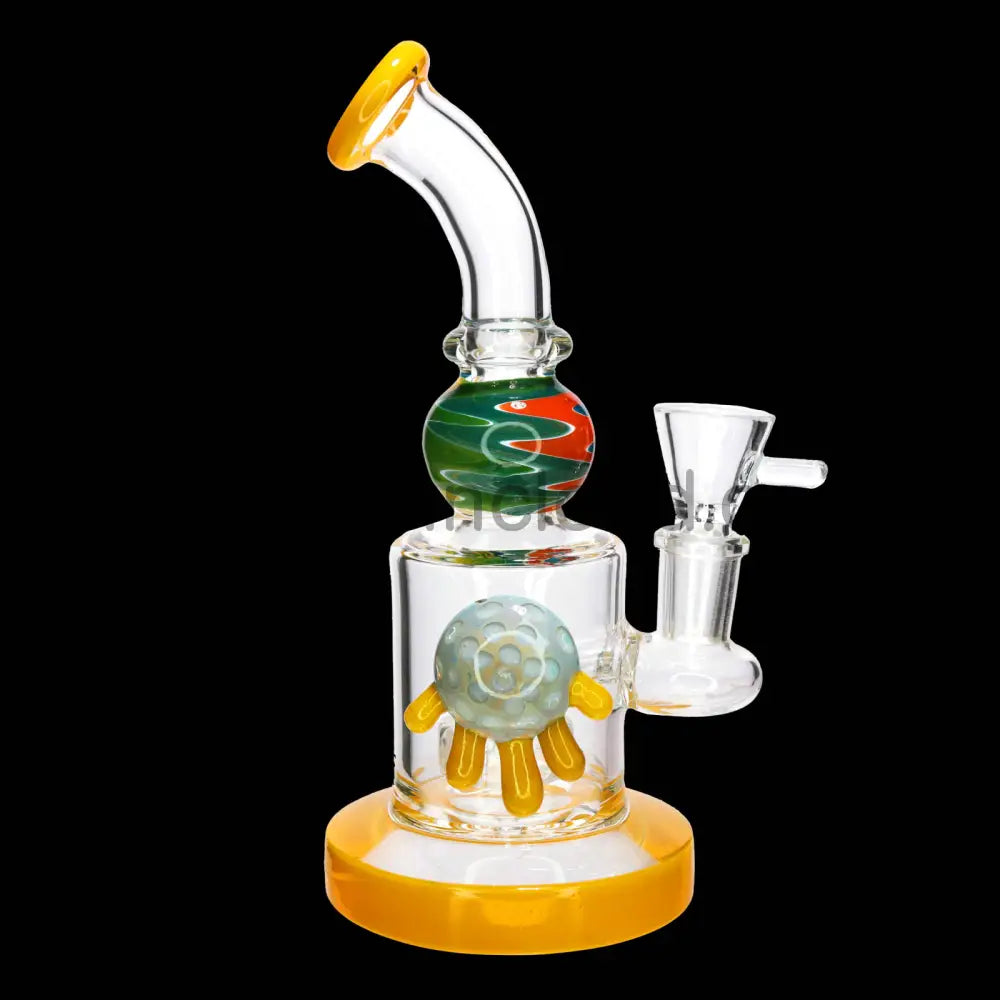 9 in - Multicolor Fancy Glass Bong Melted Flower 3