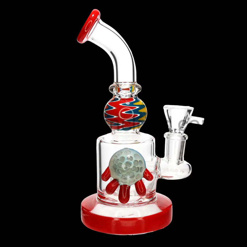 9 in - Multicolor Fancy Glass Bong Melted Flower 3