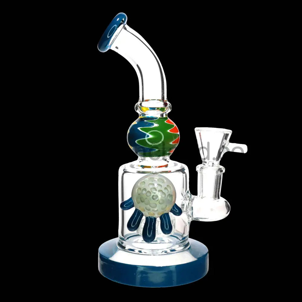 9 in - Multicolor Fancy Glass Bong Melted Flower 3