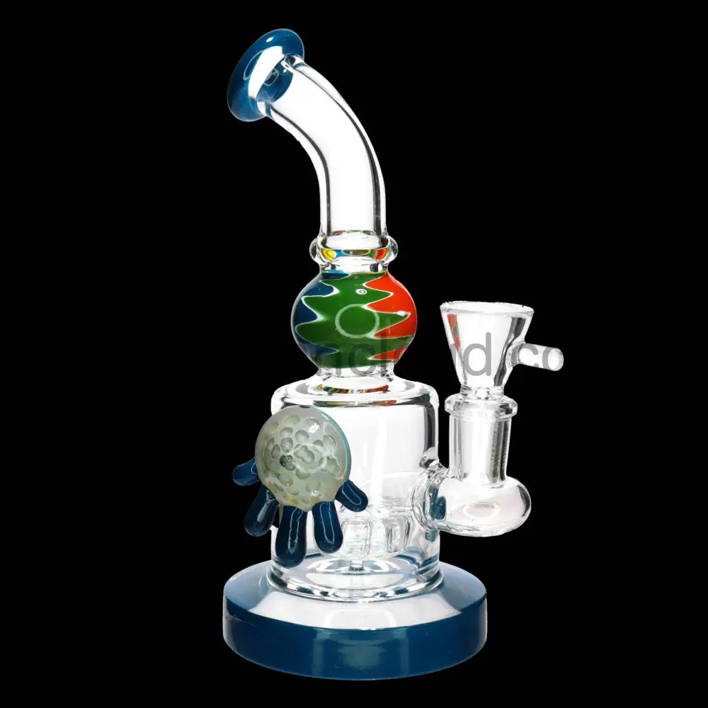 9 in - Multicolor Fancy Glass Bong Melted Flower 3