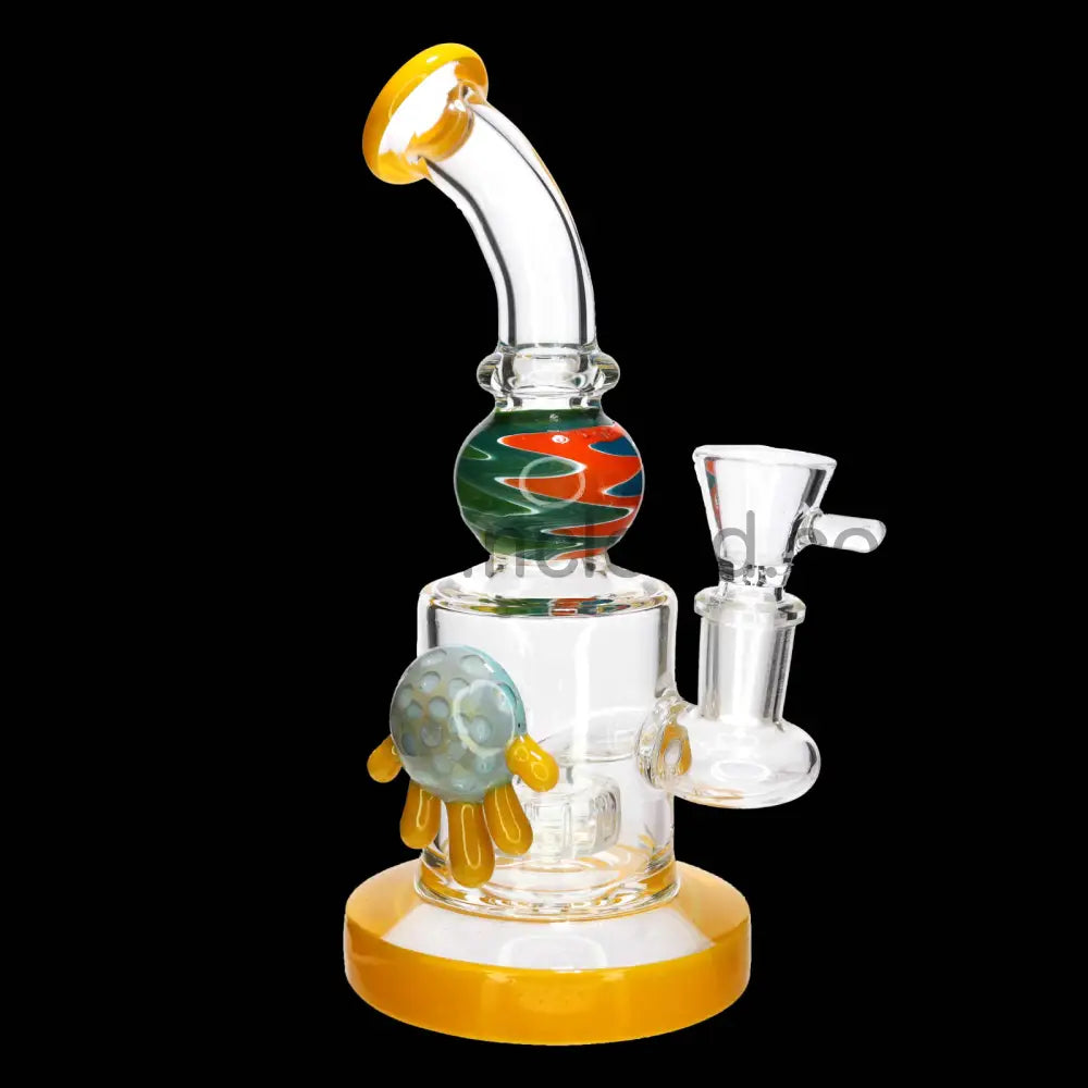 9 in - Multicolor Fancy Glass Bong Melted Flower 3