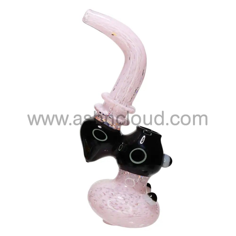 9 In - Pink Eye Fancy Glass Bubbler