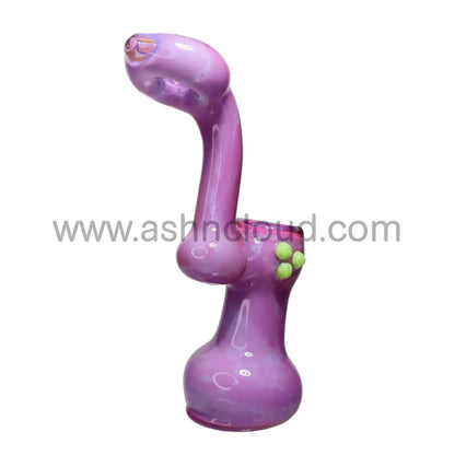 9 In - Purple-Pink Glass Bubbler Ring Up