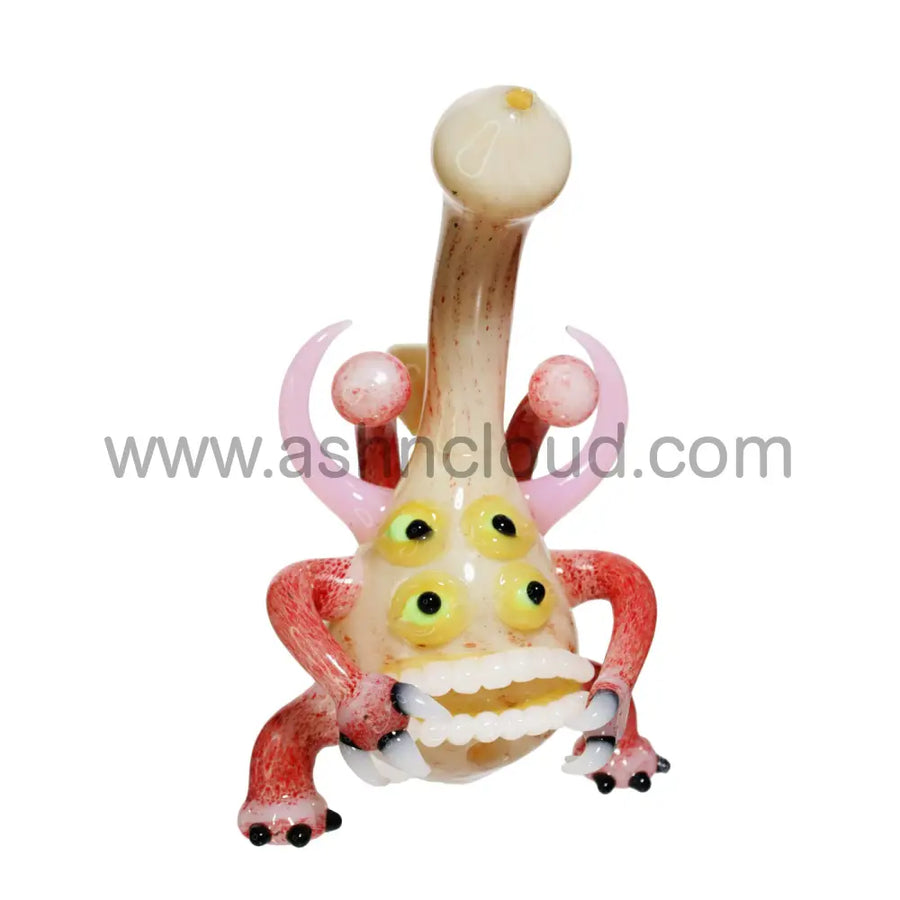 9 Inch Quadruple Eyes Monster Glass Bubbler