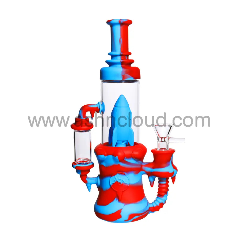 9 In - Silicone/Glass Rocket Multicolor Bong