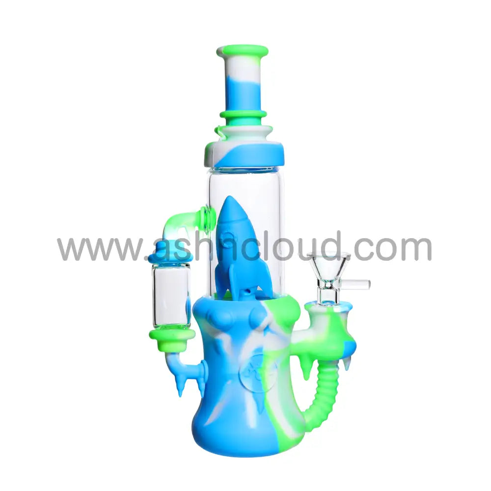 9 In - Silicone/Glass Rocket Multicolor Bong