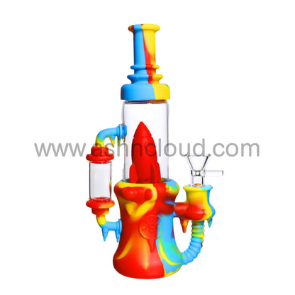 9 In - Silicone/Glass Rocket Multicolor Bong