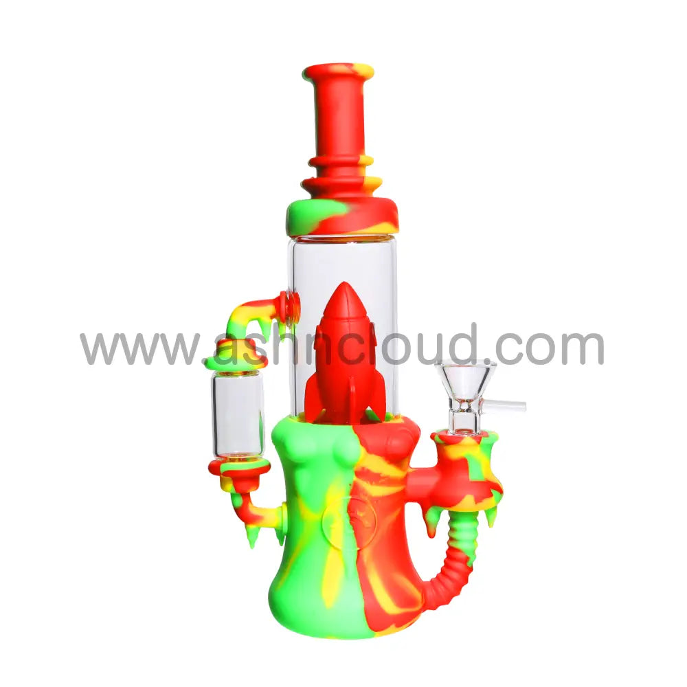 9 In - Silicone/Glass Rocket Multicolor Bong