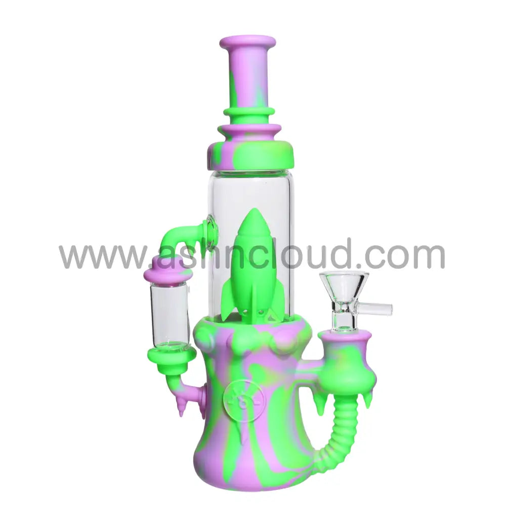 9 In - Silicone/Glass Rocket Multicolor Bong