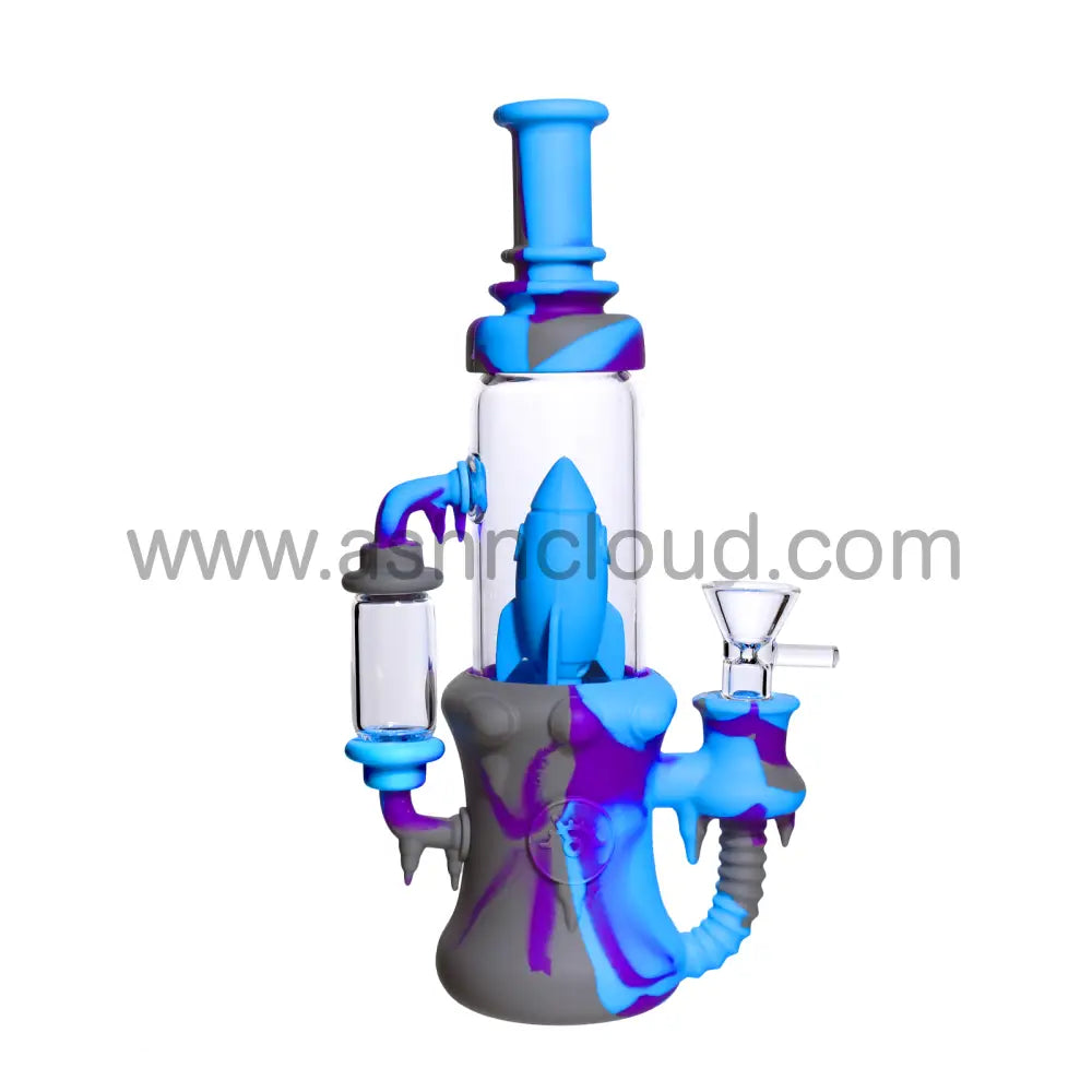 9 In - Silicone/Glass Rocket Multicolor Bong