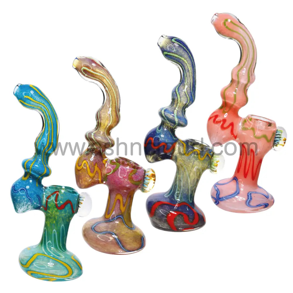 9 In - Stylish Multicolor Swirl Sleeks Glass Bubbler