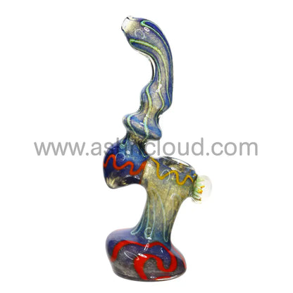 9 In - Stylish Multicolor Swirl Sleeks Glass Bubbler