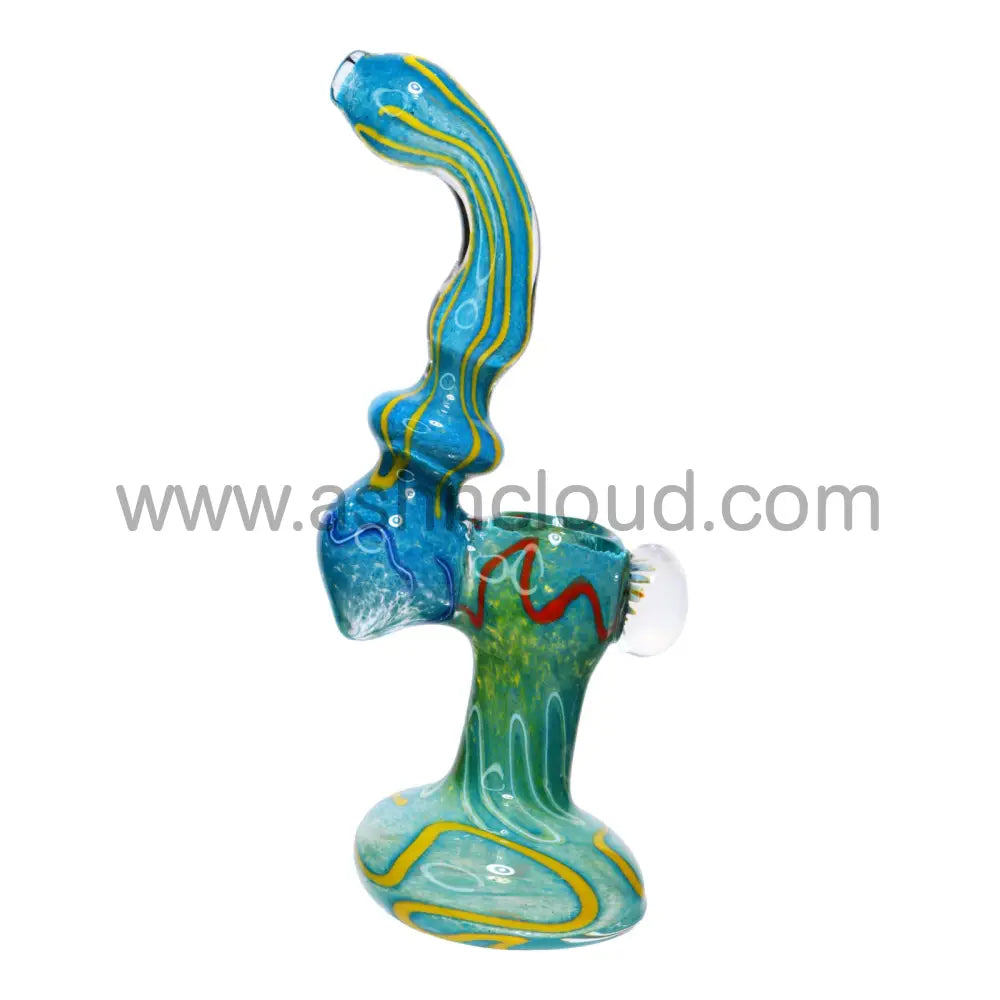 9 In - Stylish Multicolor Swirl Sleeks Glass Bubbler