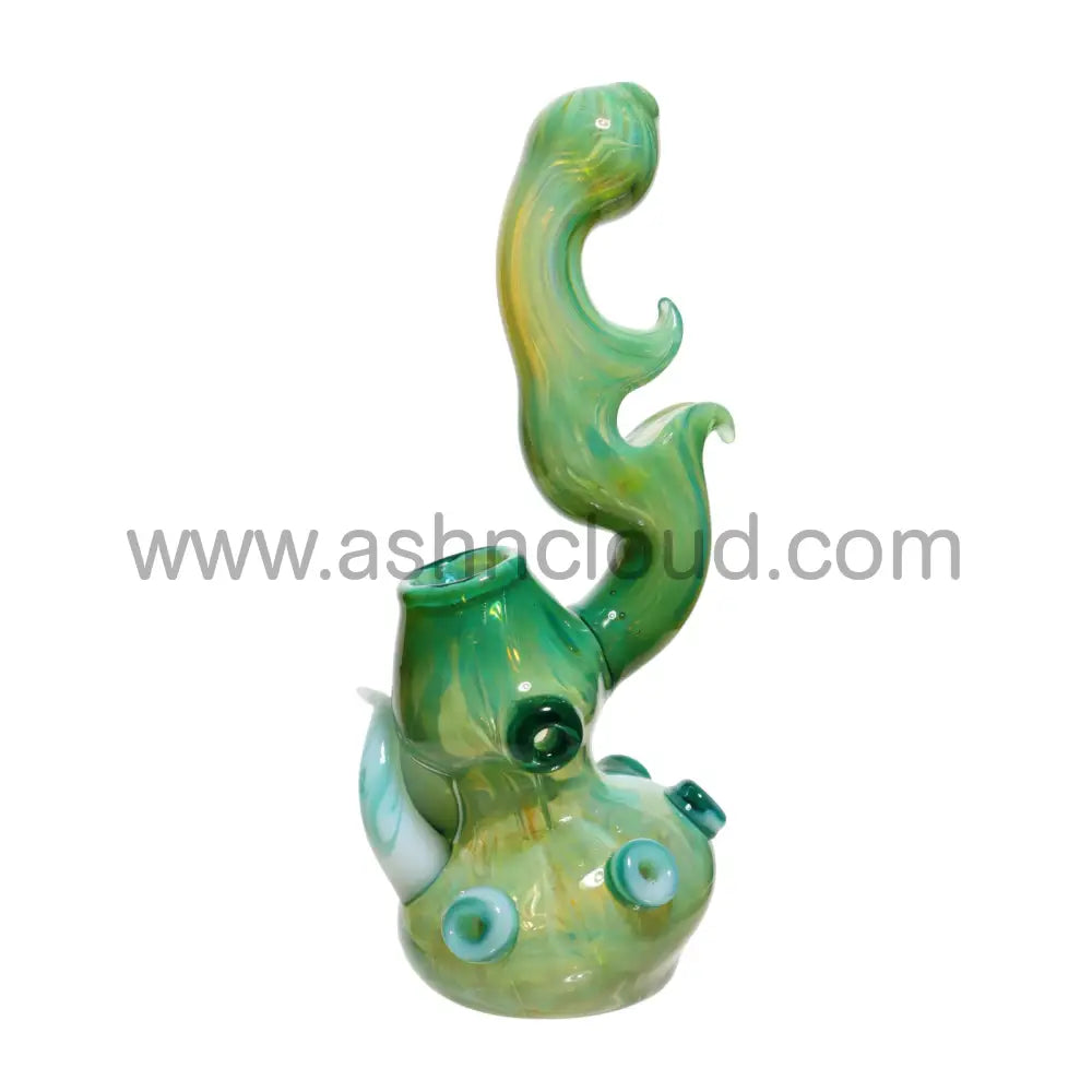 9 In - Super Fancy Glass Monster Bubbler Green