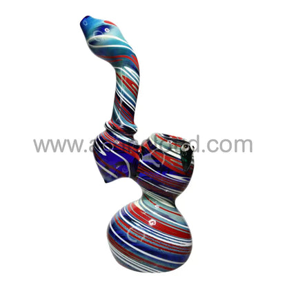 9 In - Tadpole Twisted Blue Multicolor Glass Bubbler