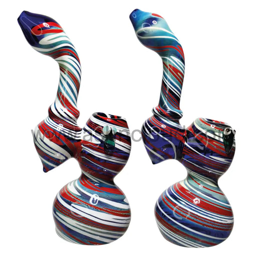 9 In - Tadpole Twisted Blue Multicolor Glass Bubbler