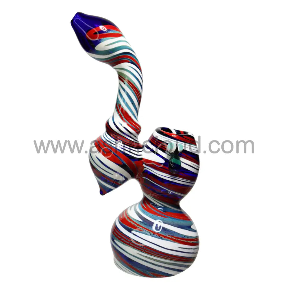 9 In - Tadpole Twisted Blue Multicolor Glass Bubbler