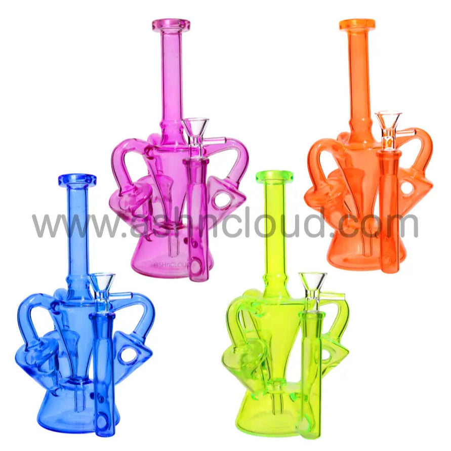 9 Inch Triple Valve Glass Recycler Bong