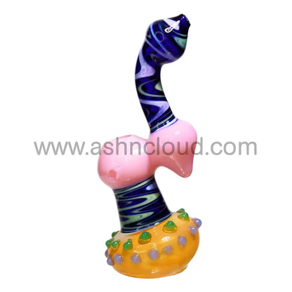 9 In - Twisted Zig Zag Multicolor Glass Bubbler