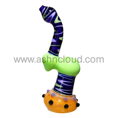 9 In - Twisted Zig Zag Multicolor Glass Bubbler