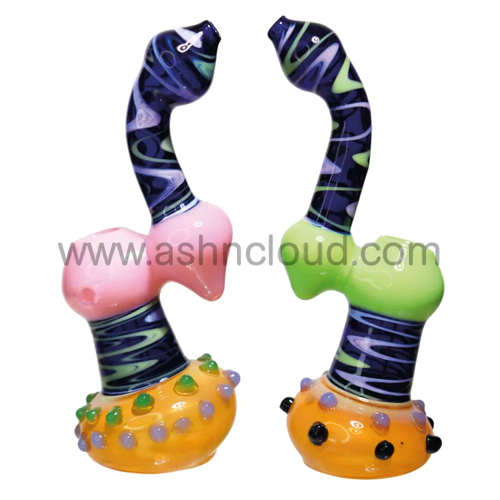 9 In - Twisted Zig Zag Multicolor Glass Bubbler